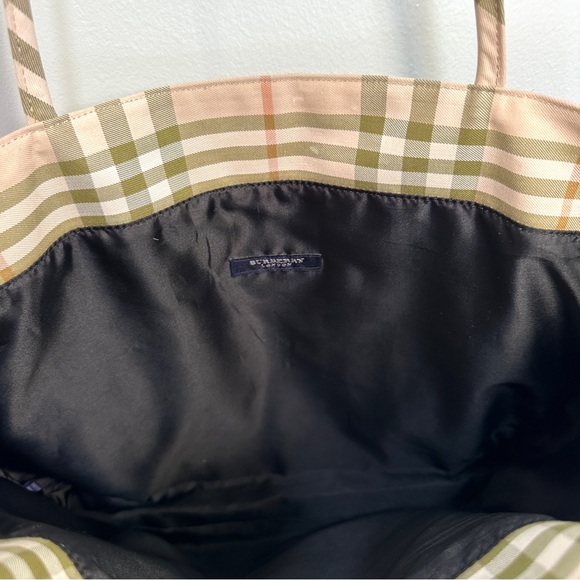 Burberry Signature Plaid Tote Check Fabric Green Orange - Picture 9 of 16